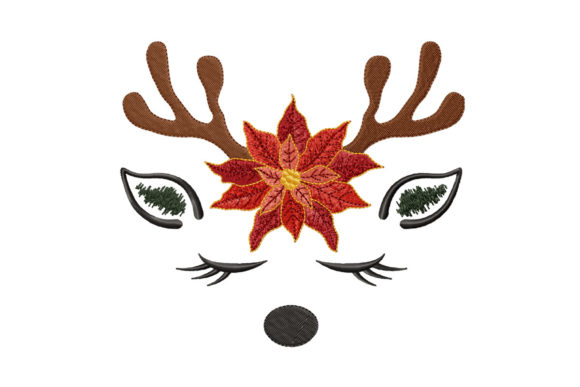 Cute Christmas Deer with Poinsettia Embroidery Design Review