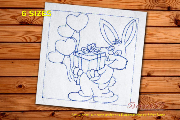 Rabbit with Gift Box Embroidery Design Review